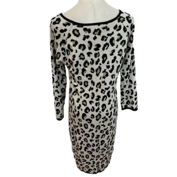 Y2K SPENCER & GRAHAM LEOPARD ANIMAL PRINT CASHMERE BLND VELVET DRESS TUNIC SZ M - Picture 6 of 8